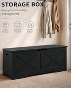 Timberer 47.2" Storage Chest, Wooden Storage Bench, Entryway Shoes Bench - Image 4