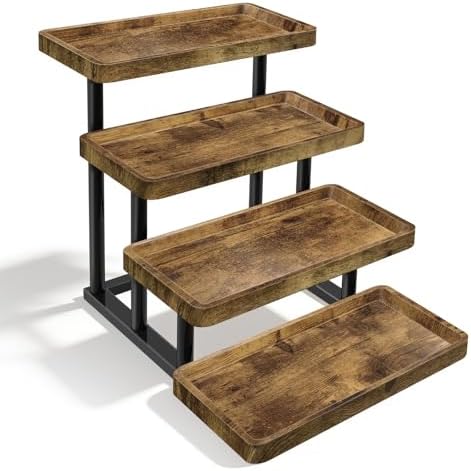 4 Tier Cupcake Stand, 15.7" Large Wooden Serving Tray by HENAYUK