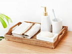 Hand-Woven Rattan Rectangular Serving Tray with Handles for Breakfast, Drinks, Snack for Coffee Table (14.5x10.2x1.4inches) - Image 7