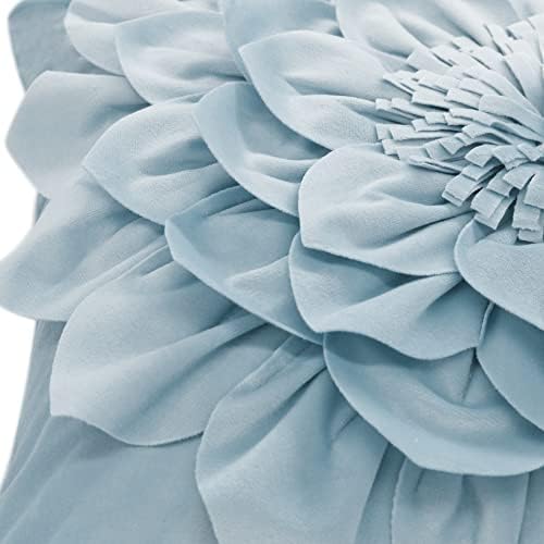OiseauVoler 3D Flower Throw Pillow Covers Decorative Cushion Cases Soft Velvet Pillowcases Home Couch Car Bed Room Decor 18 x 18 Inch Blue - Image 4