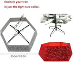 Red Christmas Tree Collars for Atificial Trees, 33.5 Inch Sparkling Sequins Christmas Skirt, Base Cover,Holiday Home Decor Ring(Large) - Image 6