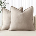 MIULEE Decorative Linen Euro Sham Pillow Covers 24x24 Inch Natural Linen by MIULEE