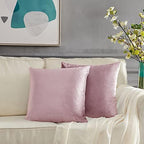 GIGIZAZA Velvet Blush Pink Throw Pillow Covers Decorative Cushion Covers Pillow Cases Sham for Sofa Couch (20x20inch(50x50cm)-4pcs, Blush Pink) - Image 2