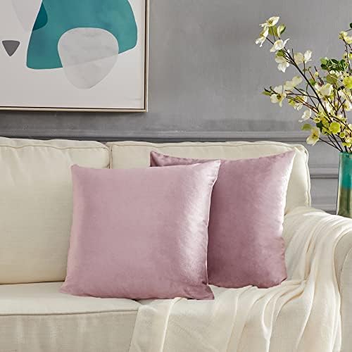 GIGIZAZA Velvet Blush Pink Throw Pillow Covers Decorative Cushion Covers Pillow Cases Sham for Sofa Couch (20x20inch(50x50cm)-4pcs, Blush Pink) - Image 2