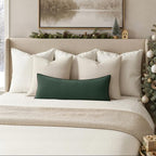 MIULEE Decorative Linen Lumbar Pillow Cover 14x36 Inch Dark Green - Image 2