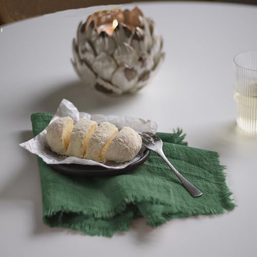 Handmade Cloth Napkins 100% Cotton Napkins with Fringe，Delicate Handmade Cloth Napkins for Dinners, Parties, Weddings and More，18 x 18 Inch Set of 12 - Green - Image 4
