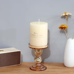 Glass Candle Holder Set of 4, Amber Candlestick Holders for Pillar Candles, 4.5" H, Candle Stand Decorations for Living Room - Image 6