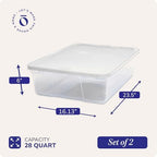 HOMZ Clear Plastic Storage Bins w/Snaplock Lids, 28 Qt, White, 2 Pack - Image 4