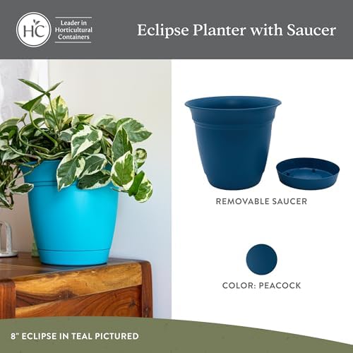 The HC Companies Eclipse Round Planter Pot, 20 Inch, Peacock, 2-Pack - Image 2
