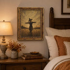 Gold Framed Scarecrow Wall Art, Autumn Farmhouse Canvas Print, 16x12 - Image 6