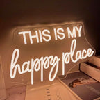 This is My Happy Place Neon Sign Warm White LED Letter Neon Light for Wall Decor Bedroom Home Bar College Dorm Game Room Decor - Image 3