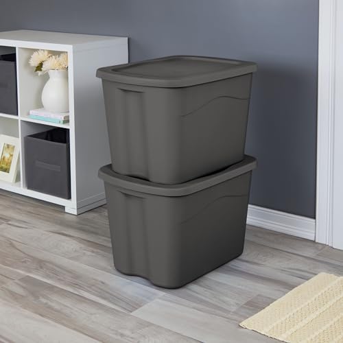 18 Gal Storage Bins 8-Pack, Plastic Totes with Snap-On Lids, Black - Image 2