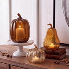 Yungyan Set of 3 Glass Pumpkin Fall Decor Table Centerpiece, Brown Tones by Yungyan