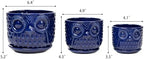 Ceramic Flower Pots, Ceramic Planters with Drainage Hole and Saucer, Modern Round Indoor Succulent Planters with Owl Design, Small to Medium-Sized, Set of 3, Navy Blue - Image 7