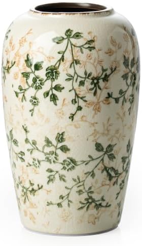 Ceramic Flower Vase for Home Decor, Vintage Green Decorative Vase 8.5 Inch - Image 7