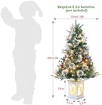 3ft Prelit Snow Flocked Christmas Tree with Light Up White Snowman Box Base - Image 6