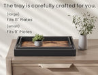 Fibogollo Set of 2 Wooden Serving Trays with Metal Handles - Image 2