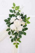 Odouzy Pack of 2 Wedding Arch, Artificial Flowers, Wedding Decor，Flower Garland Be Suited to Banquet, Party, Reception Entrance Welcome Sign and Background Decoration(Champagne White) - Image 5