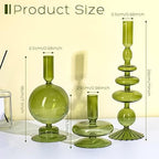 Rtteri 3 Pcs Glass Candle Holder Candlesticks Holders, Green - Image 2