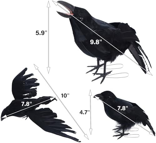 YOFIT 6 Pack Crows Halloween Decorations Realistic Fake Crow - Image 3