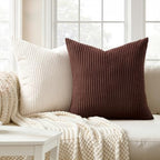 Topfinel 20 by 20 Pillow Covers Set of 4 Rustic Modern Soft Corduroy Striped Decorative Cushion Cover Gold Brown Gradient Farmhouse Pillow Case for Sofa Couch Living Room Bedroom - Image 3