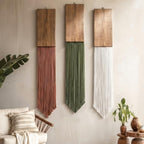 Crystassel Talsylara 3 Pcs Macrame Wall Hanging Wood Yarn Boho Tassel Decor by Unknown