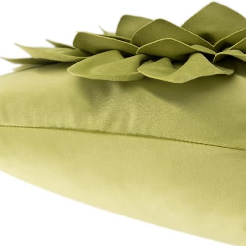 OiseauVoler Decorative 3D Flower Throw Pillow Covers Handmade Pillowcases for Sofa Bed Home Room Decor 18 x 18 Inch Green - Image 5