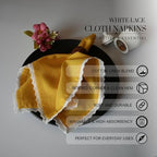 FINGERCRAFT Lace Cloth Napkins, Cotton Linen, 12 Pack, 20x20 Inch, Gold - Image 5