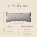 BlissBlush Long Lumbar Pillow Cover 14x36 for Bed, Light Gray Velvet Decorative Lumbar Pillow Cover, Floral Accent Cushion Cover with Embroidery and Scalloped Edge for Couch Sofa Bed, Cover ONLY - Image 6
