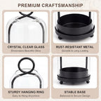 Woanger 3 Set Hurricane Glass Candle Holder with Hook, No Candle, Black - Image 3