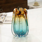 Hand Blown Glass Flower vases, Unique Glass vases, Wide Mouth vases, Small Modern Art Deco Glass vases for Home Living Room, Office, Table centerpieces, Bookshelves and Wedding Decorations - Image 6