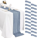 20 Pack Dusty Blue Cheesecloth Table Runner 20 x120 Inch - 10FT Boho Rustic Gauze Cheese Cloth Table Runner for Wedding, Anniversary, Baby Shower, Easter, Spring Home Decor by Weavlyn