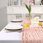 12 Pack Blush Pink Cheesecloth Table Runner 10ft 23x120 Inch - Image 5