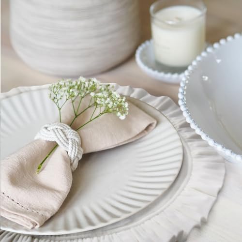 16.5 Inch Velvet Round Placemat with Ruffle for Dining Table Outdoor Placemats Non-Slip Washable for Gathering, Occasional Decoration and Family Parties Celebrations Set of 4, White - Image 6