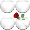 Set of 4 Clear Glass Flower Vases, 6” W x 4.4” H, Bubble Bowl Vases by HWASHIN