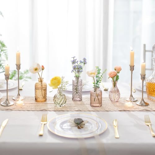 Hewory Small Bud Vases Bulk: 25Pcs Multi Amber Flower Vases for Centerpiece - Image 3