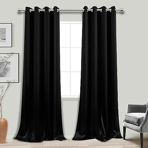 KOUFALL Extra Long Blackout Curtains 105 Inch,Gothic Curtains By Size 104 Length 2 Panels,Black - Image 3