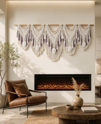 Tempospark Large Macrame Wall Hanging, 72"x32" Oversize Boho Wall Hanging, Extra Large Wall Art for Bedroom, Living Room, Dining Room, Nursery, Gallery (Five Pieces) - Image 4