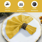 Hemstitch Cloth Dinner Napkins Cotton Set of 12 - Soft Durable Washable - Ideal for Farmhouse Parties Wedding Christmas Easter - Perfect Everyday Use Table Cloth Napkins 18x18 Yellow - Image 3