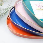 Orange Oval Decorative Tray with Handles, Versatile Serving Tray for Coffee Table, Ottoman, Ideal for Serving, Displaying, Organizing - Image 6