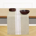 Solino Home 100% Linen Table Runner, 14 x 120 in, White and Khaki Striped by SolinoHome