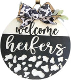 Wood front door sign Wood sign Home decor Welcome sign Sign for front door House warming gift Wedding gift (Welcome Heifers-DS023(A10) P002, 22" Width) by Unknown