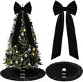 Black Christmas Topper Bow 16x40 Tree Skirt 48" Decoration Set by Maysing