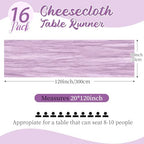 16 Pack Lavender Cheesecloth Table Runners 20x120 Inch Gauze Table Runner Cheese Cloth 10FT Lavender Table Runner Rustic Sheer Runner for Wedding Baby Shower Birthday Party Table Decor - Image 2