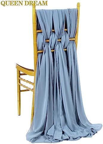 10 Pieces Dusty Blue Chiffon Table Runner 27x120 Inches Wedding Table Runner Romantic Sheer Chiffon Fabric for Wedding Bridal Baby Shower Decorations - Image 5