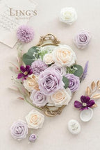 Ling's moment Purple Artificial Wedding Flowers Grand Combo, Lilac & Cream - Image 4