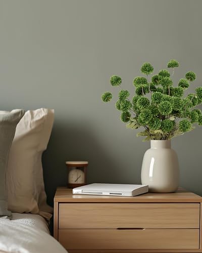 DuHouse 9pcs Faux Silk Pompon Mum Small Chrysanthemum Ball Green - Image 5