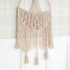 Crane Baby Charlie Farmhouse Macramé Boho Toy Bin with Tassels, Hanging Basket Nursery Decor, Stuffed Animal Storage, Wall Organizer for Playroom, Boho Baby Room Decor& Kids Room Organization - Image 3