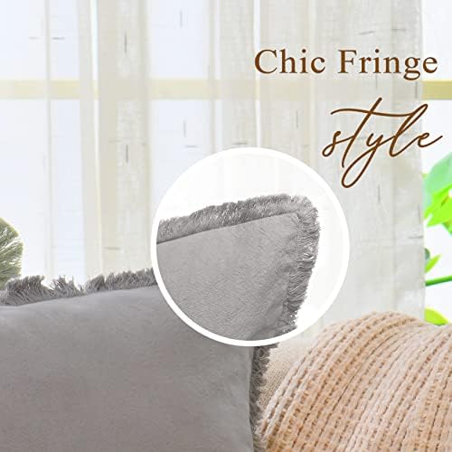 ZWJD Pillow Covers 26x26 Set of 2 Khaki Throw Pillow Covers with Fringe Chic Cotton Decorative Pillows Square Cushion Covers for Sofa Couch Bed Living Room Farmhouse Boho Decor - Image 5