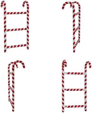Rustic Mini Christmas Ladder Ornaments Vintage Metal Xmas Candy Cane Stripes Ladder Hanging Decor for Christmas Tree Door Indoor & Outdoor Home Porch Festive Displays Decorations Red and White - Image 7